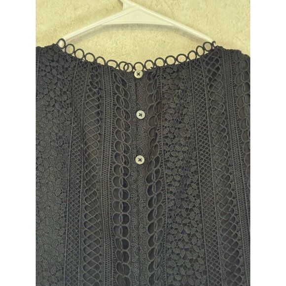 J Crew Black Mixed Lace Blouse Top Sleeveless Casual Office Minimalist Sz 8 - Picture 8 of 10